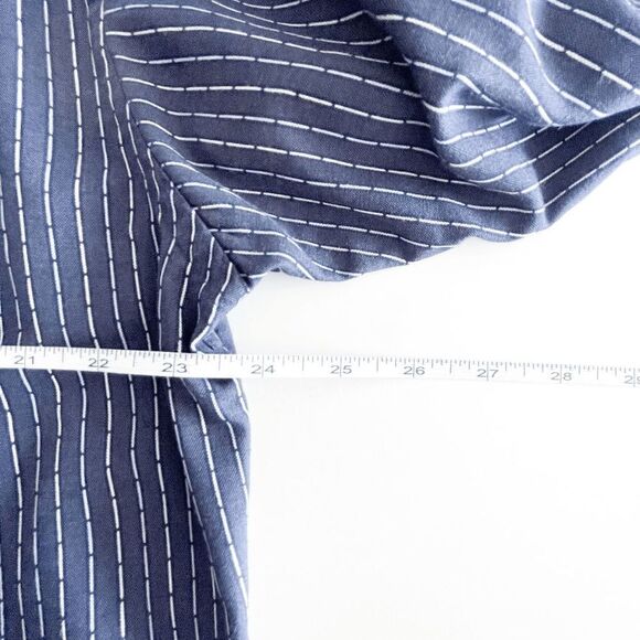 Calvin Klein Mens Dress Shirt Button Down Pinstripes Slim Fit Navy Size 17 - Picture 5 of 7